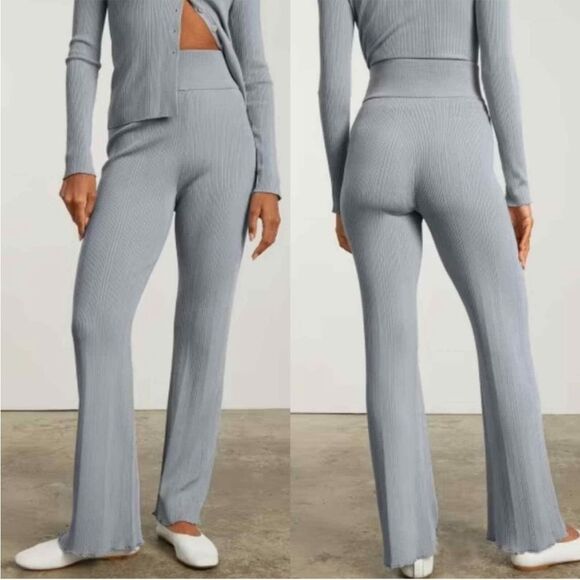 Everlane textured ribbed high rise flare pant M - Picture 2 of 9